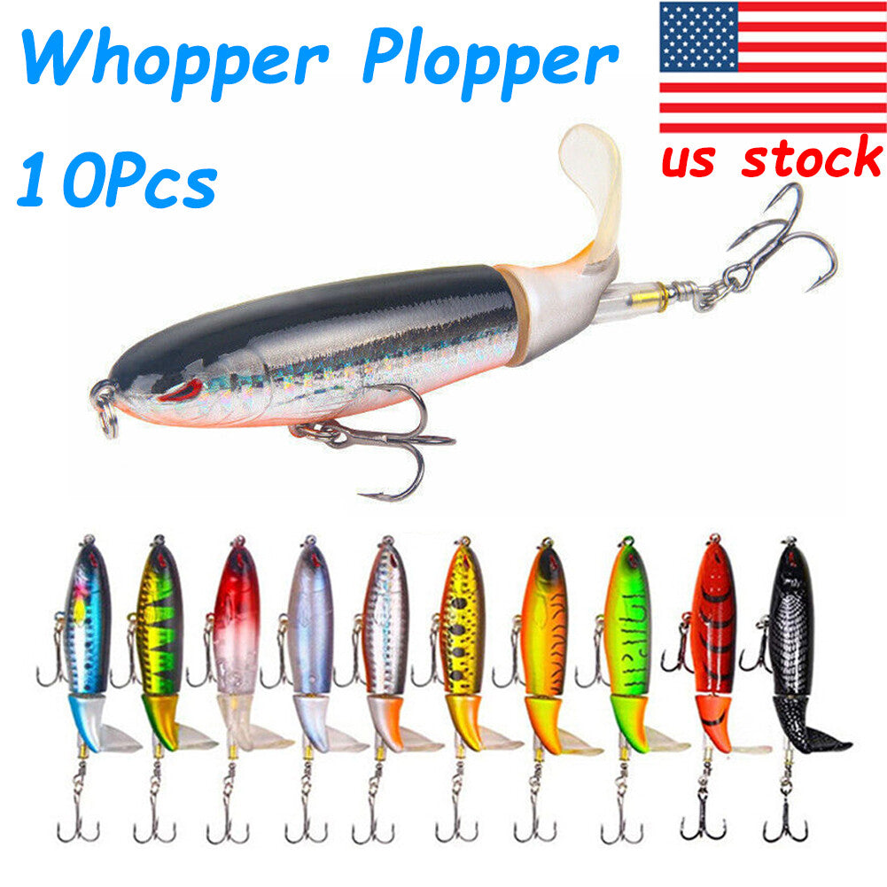 10cm Floating Topwater Fishing Lures with Rotating Tail for Bass and Saltwater