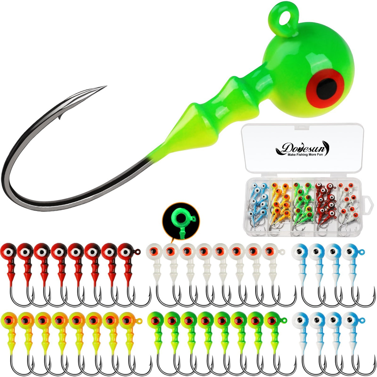 Fishing Jig Heads 1/8oz for Crappie Bass Saltwater & Freshwater 40PCS