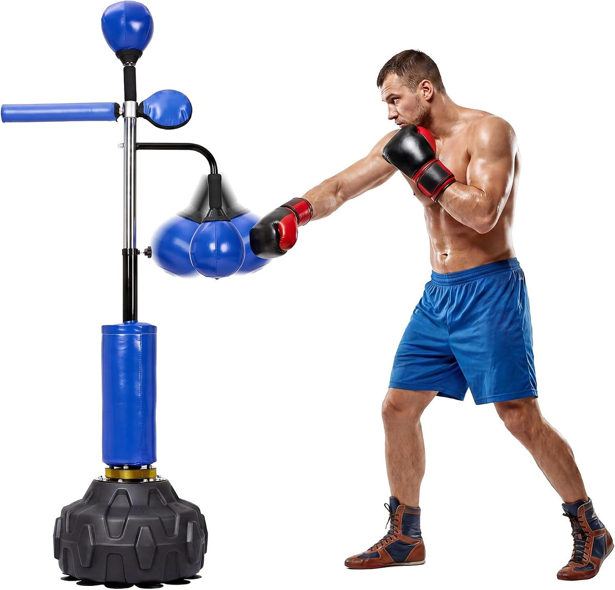 4-in-1 Freestanding Punching Bag with Adjustable Height Stand and Speed Balls