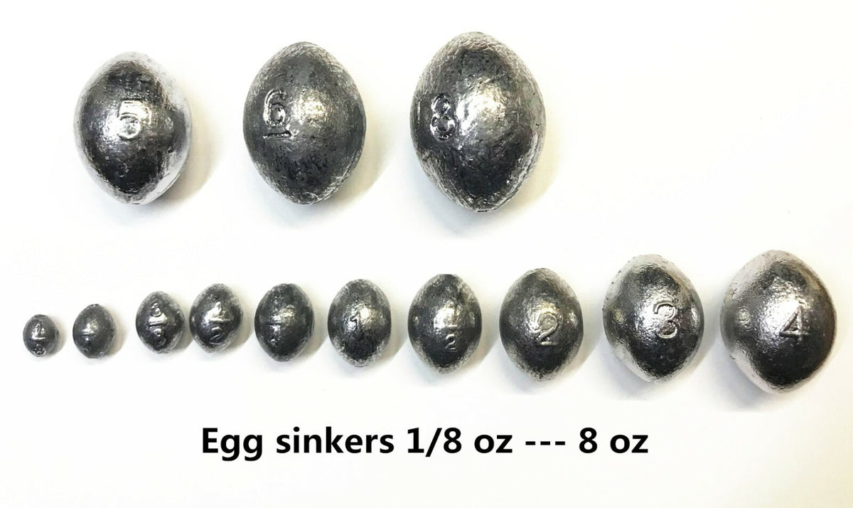Fishing Egg Sinkers - Assorted Sizes, 10 Pack for Deep Water & Weed Fishing