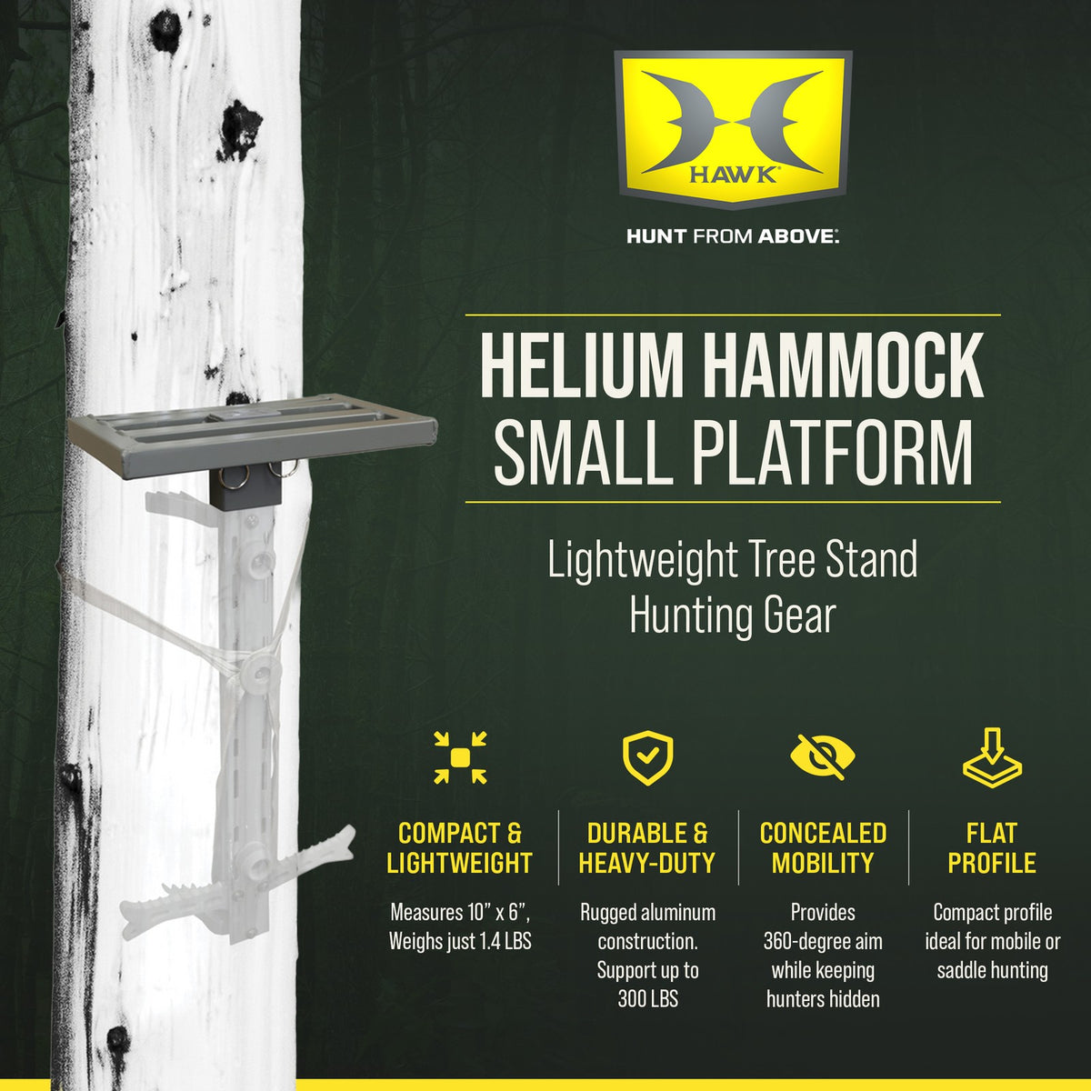 Hawk Helium Small Tree Stand Platform - Lightweight Hunting Gear 10x6"