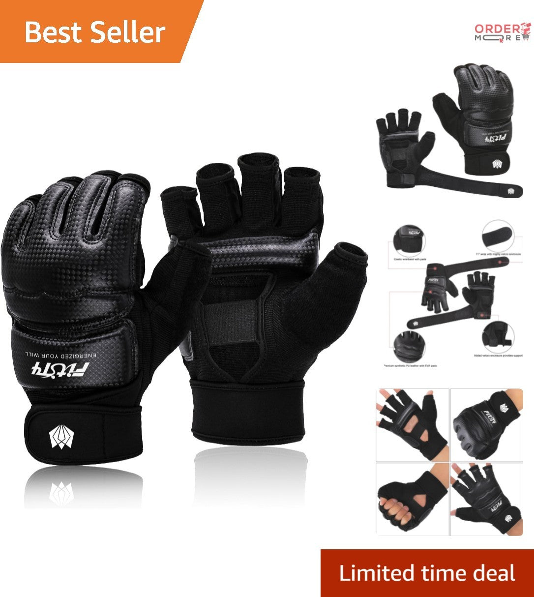 Breathable Boxing Gloves for Martial Arts Training - Faux Leather, Medium