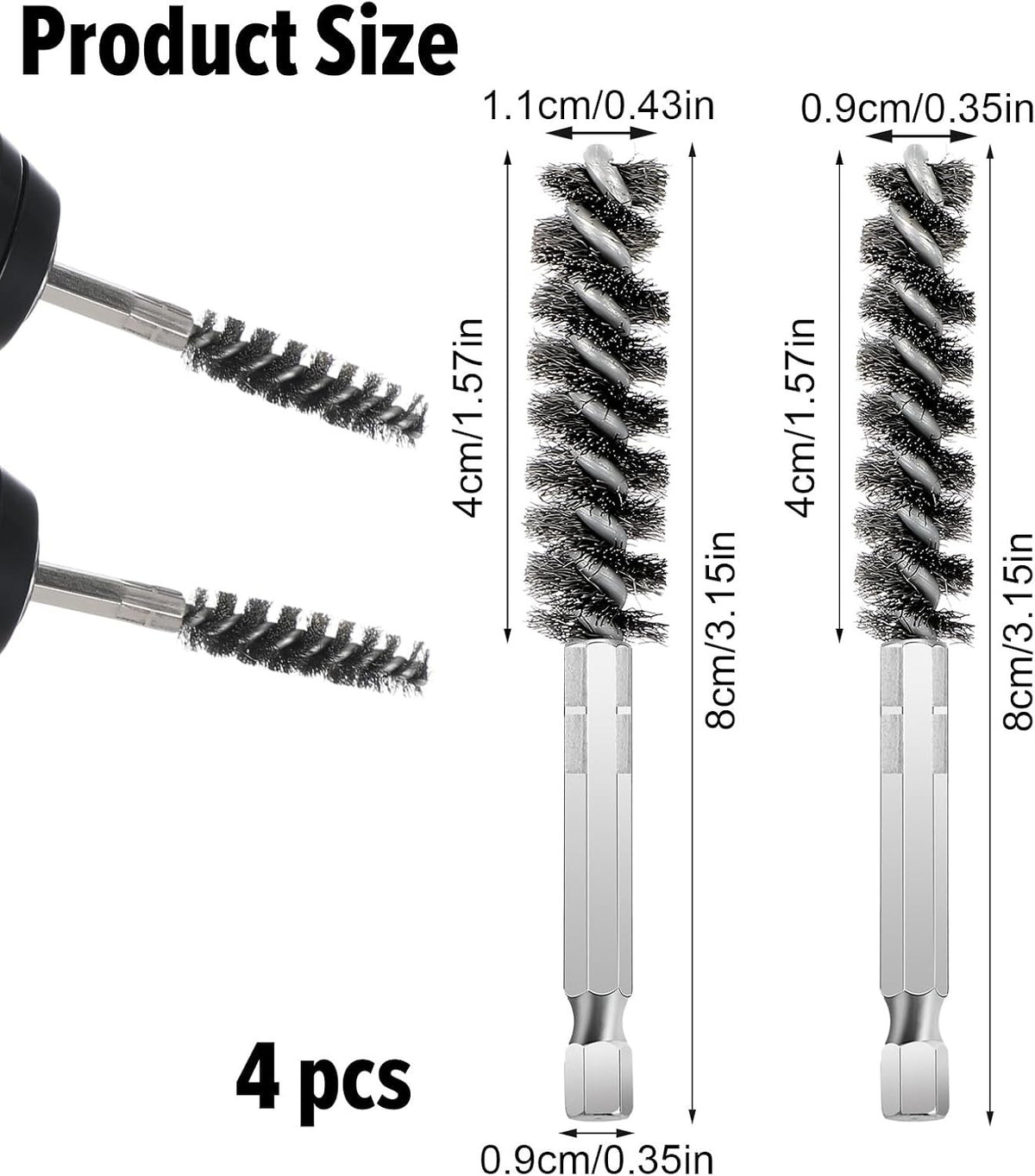 Golf Club Hosel Brush Set for Electric Drill Cleaning - 4 Pieces