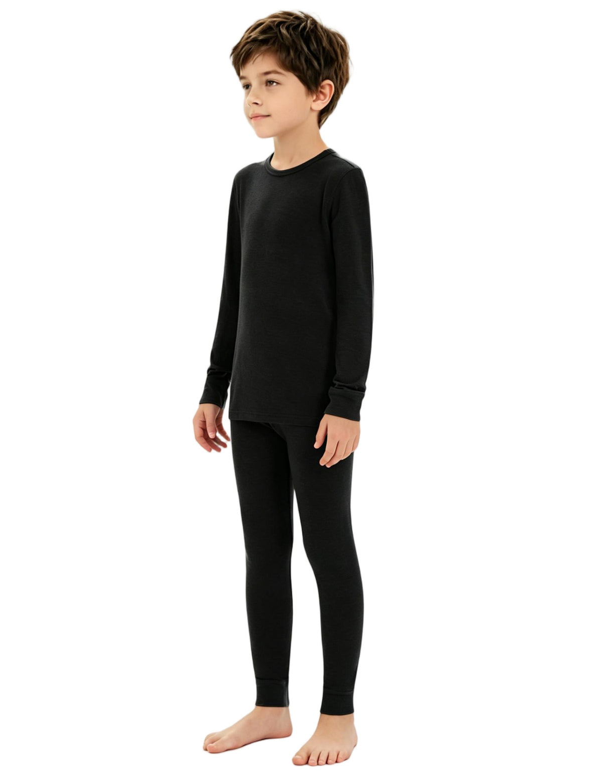 Kids Merino Wool Base Layer Set - Thermal Long Johns & Top for Boys Girls