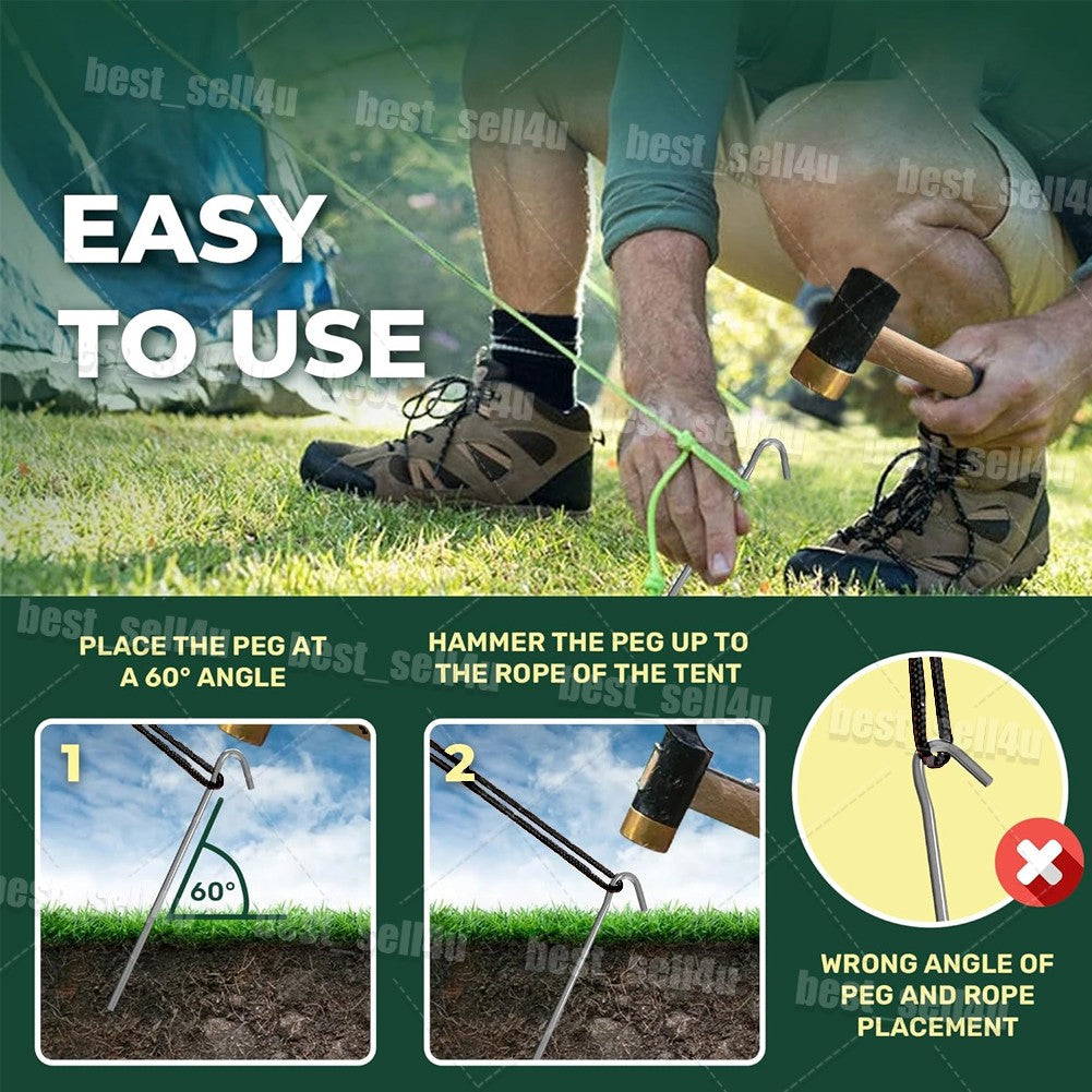 Reflective Tent Guy Lines Kit with Aluminum Tensioners and Stakes - Heavy Duty Camping Rope Set