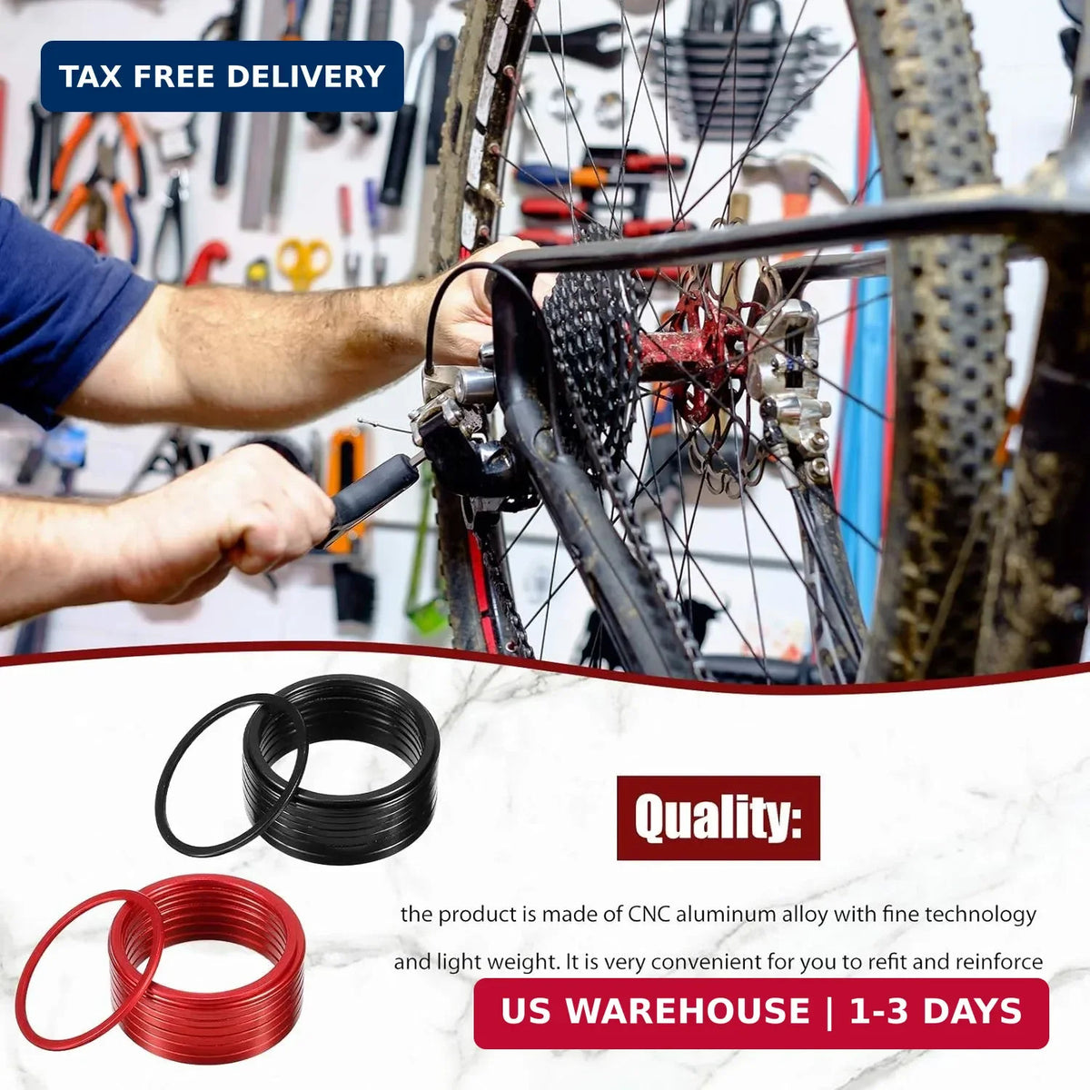 Bike Bottom Bracket Spacer Set for 7-11 Speed Cassette Aluminum 20 Pieces