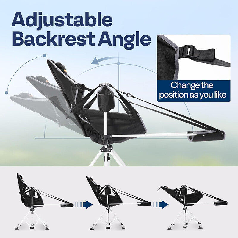 Portable Outdoor Camping Hammock Chair with Footrest & Adjustable Backrest