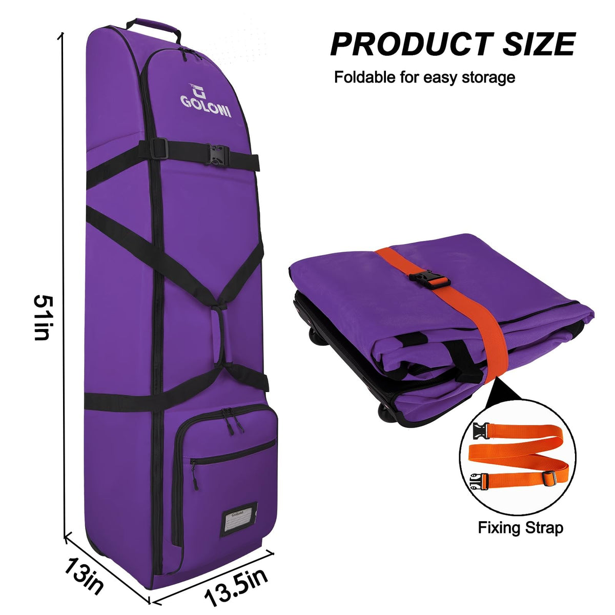 Heavy Duty Golf Travel Bag with Wheels for Airline Travel – Water Resistant & Foldable
