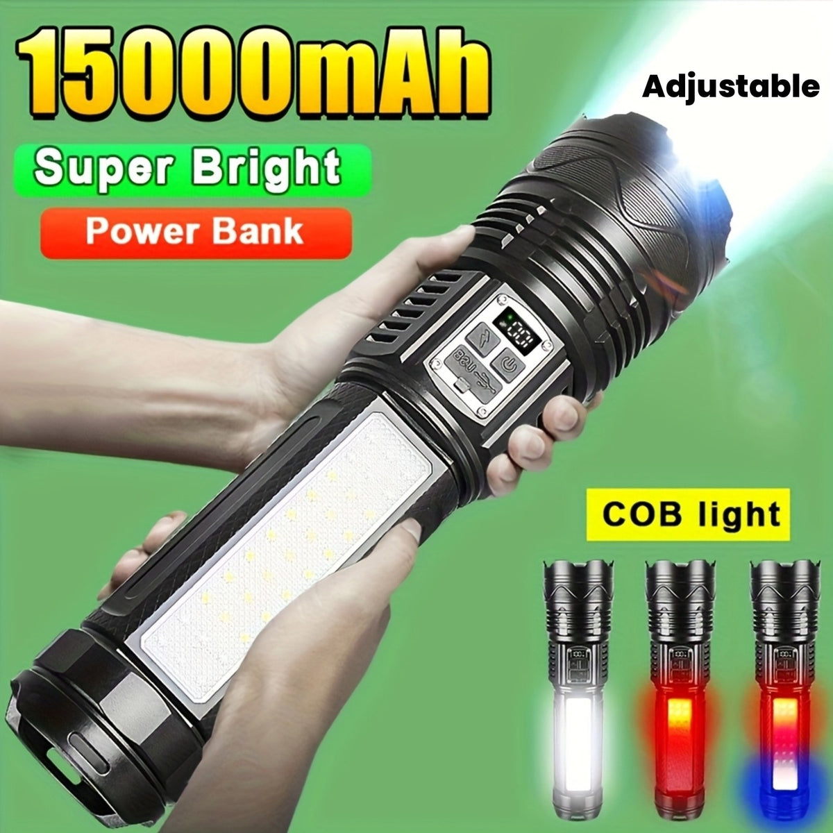 Super Bright Rechargeable LED Searchlight with Long Range Torch - Waterproof & Portable