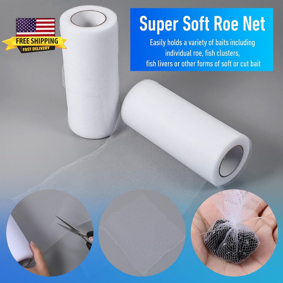 2 Rolls Fish Bait Netting Mesh for Catfish Fishing 3 Inch 72Ft Each