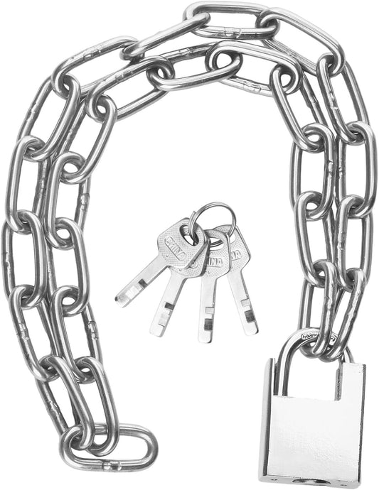 40-Inch Heavy Duty Stainless Steel Bicycle & Motorcycle Chain Lock with Padlock & Keys