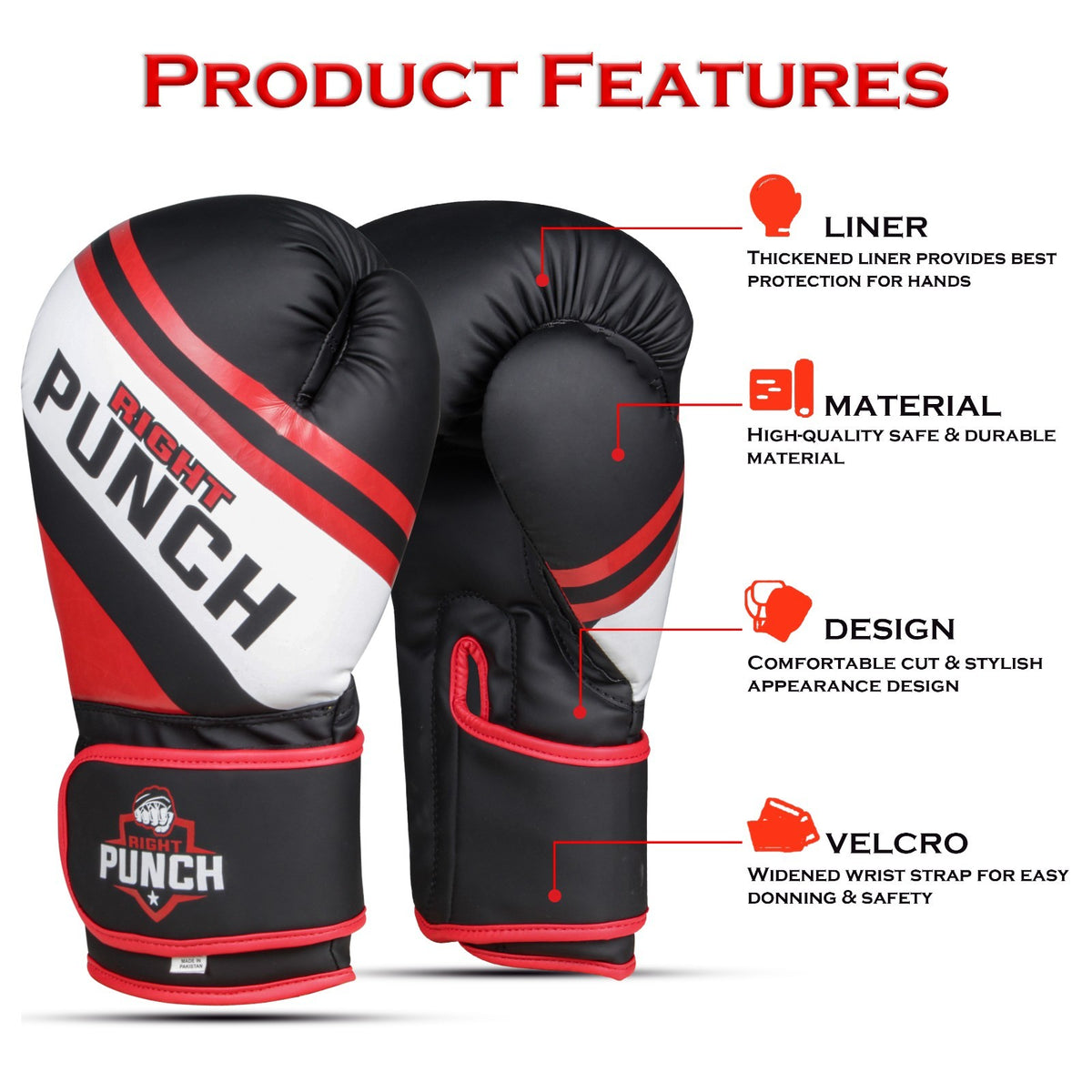 Unisex Boxing Gloves for Men & Women - Muay Thai, Kickboxing, MMA, Faux Leather