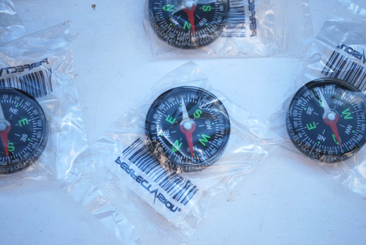 Mini Liquid Filled Compass 32mm Diameter - Portable Outdoor Navigation Tool Set of 10