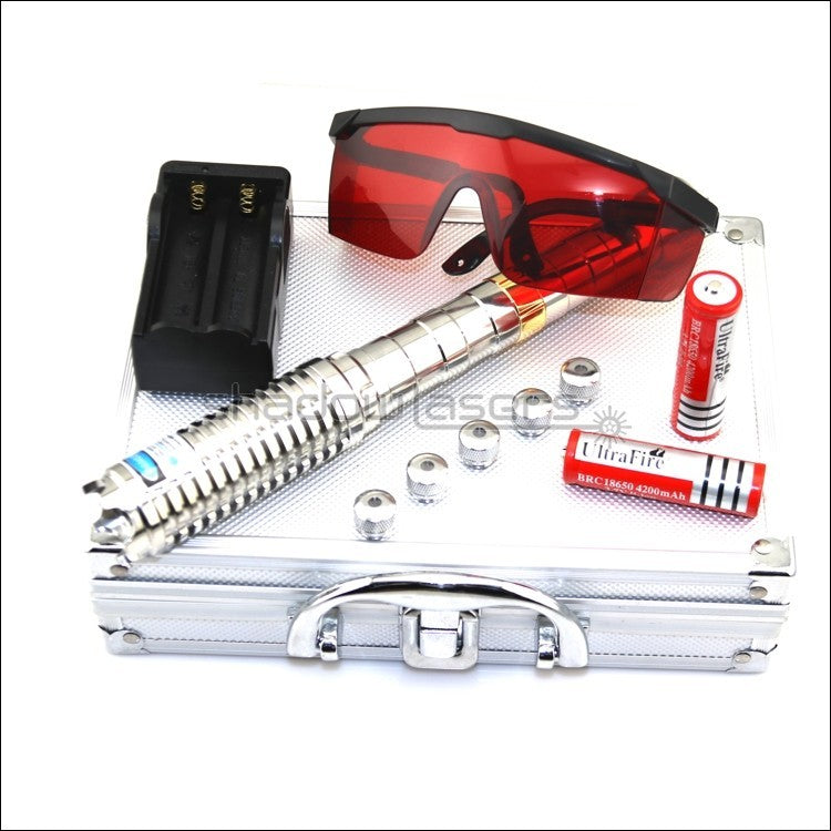 Adjustable Focus Purple Laser Pointer 405nm with Case, Visible Beam, US