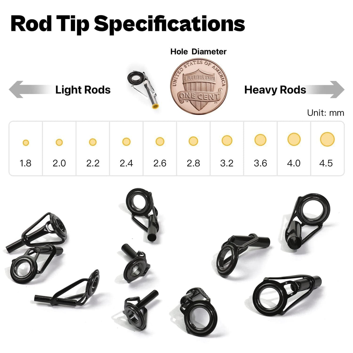 Fishing Rod Repair Kit with 52 Ceramic Guides and Epoxy Glue