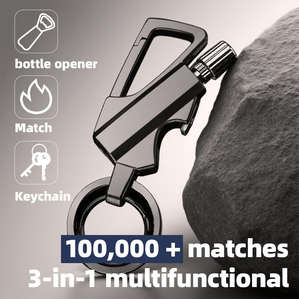 Portable Windproof Match Lighter with Keychain Bottle Opener - Outdoor Survival Tool