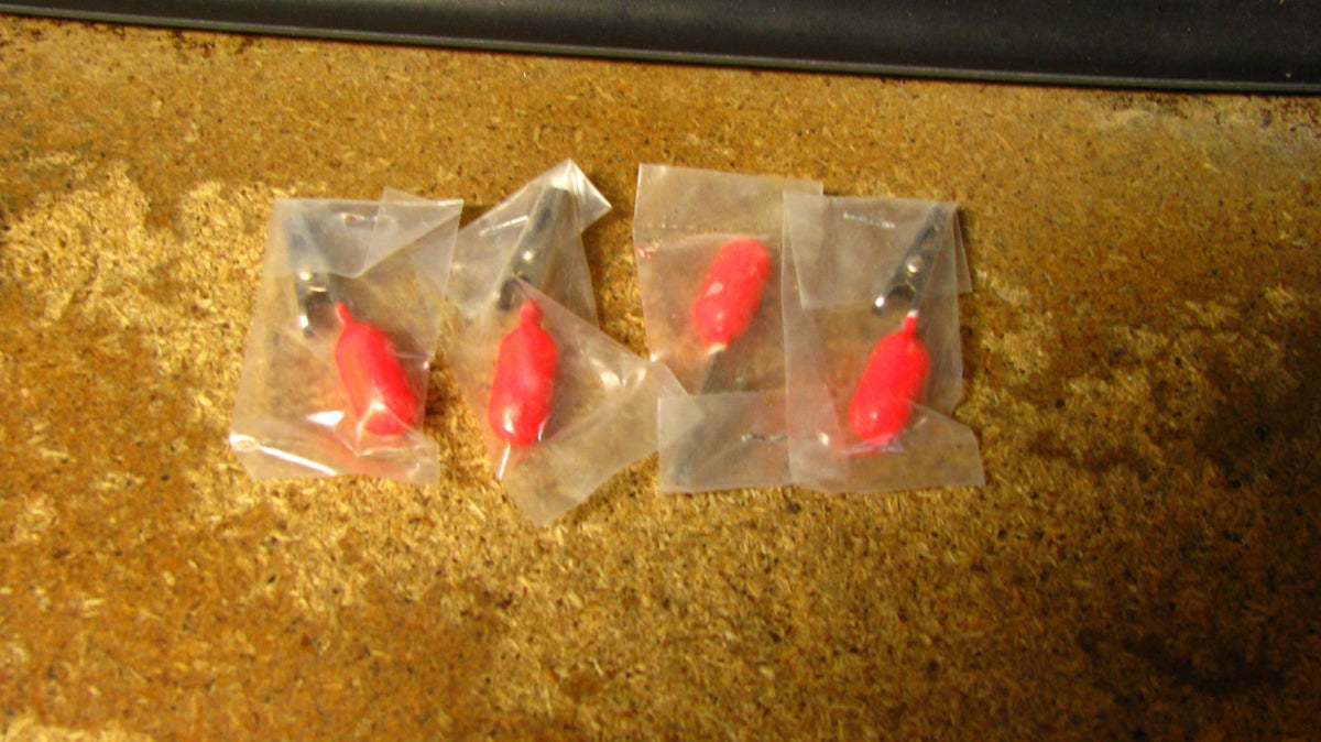 Ice Fishing Clip-On Depth Weights - 4 Pack, Red, 1/2 oz Each