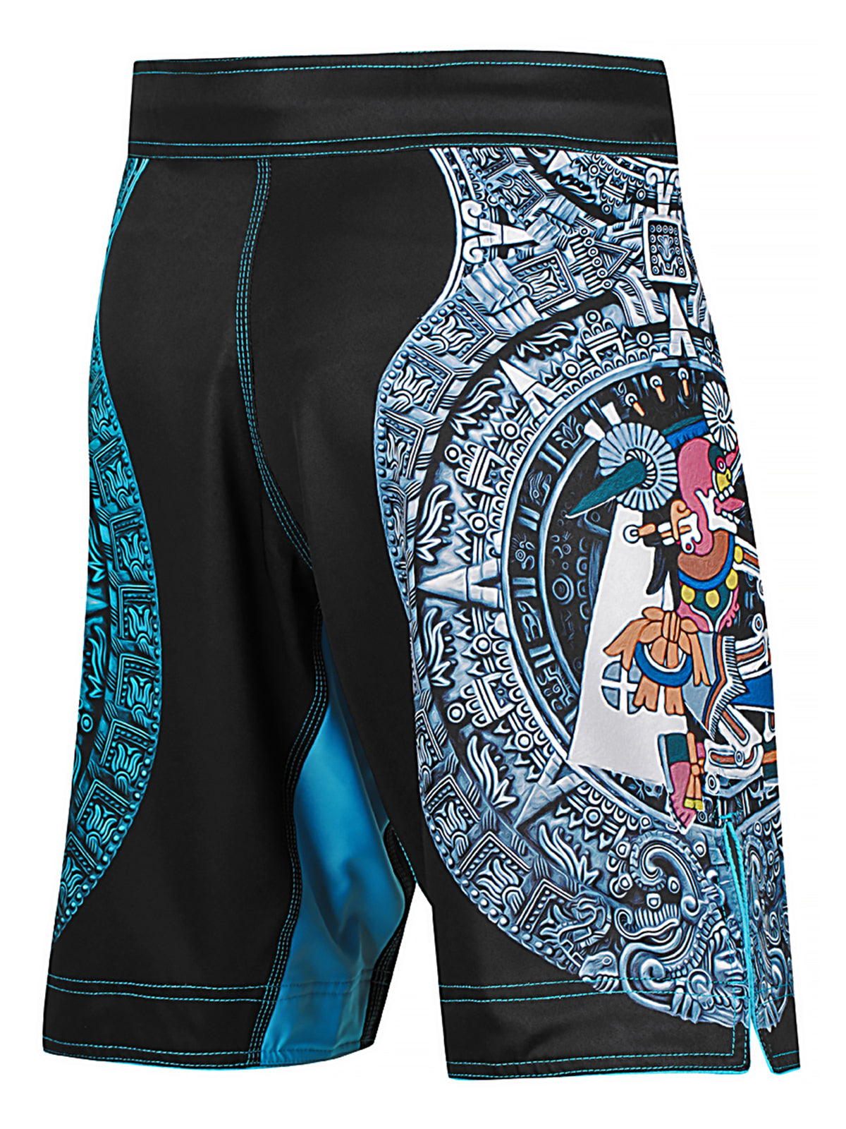 Men's MMA Shorts with Aztec Lord of the Underworld Design - Breathable & Durable Fightwear