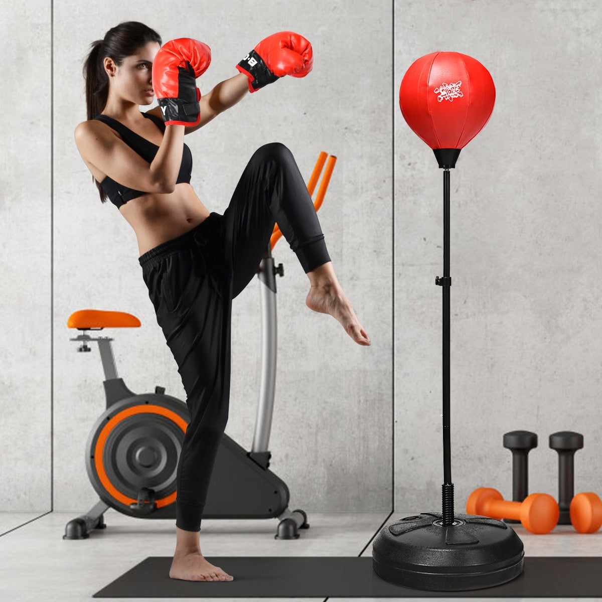 Adjustable Standing Boxing Punching Bag Set with Gloves for Teens & Adults