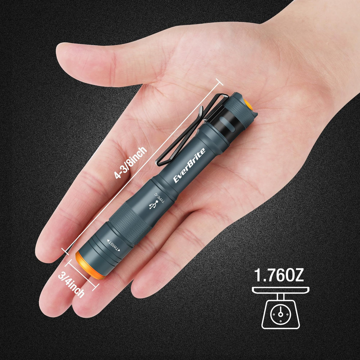 Rechargeable Mini Pen Light Flashlight with 4 Modes, Compact Portable LED Torch