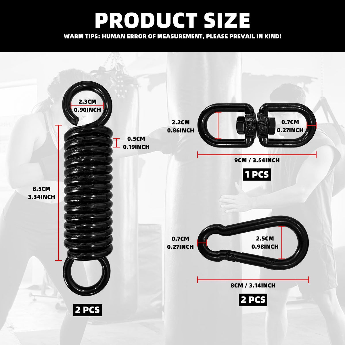Heavy Duty Punching Bag Hanging Kit with Swivel & Carabiners - Boxing Equipment