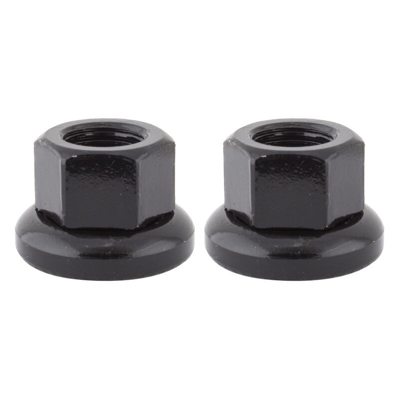 Bicycle Axle Nuts Set - M10 x 1.0mm, 15mm Flanged, Black