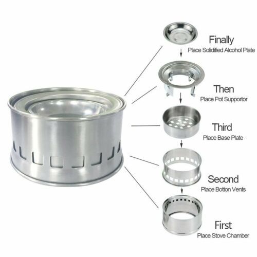 Portable Wood Burning Stove Stainless Steel Camping Stove Outdoor Cooking