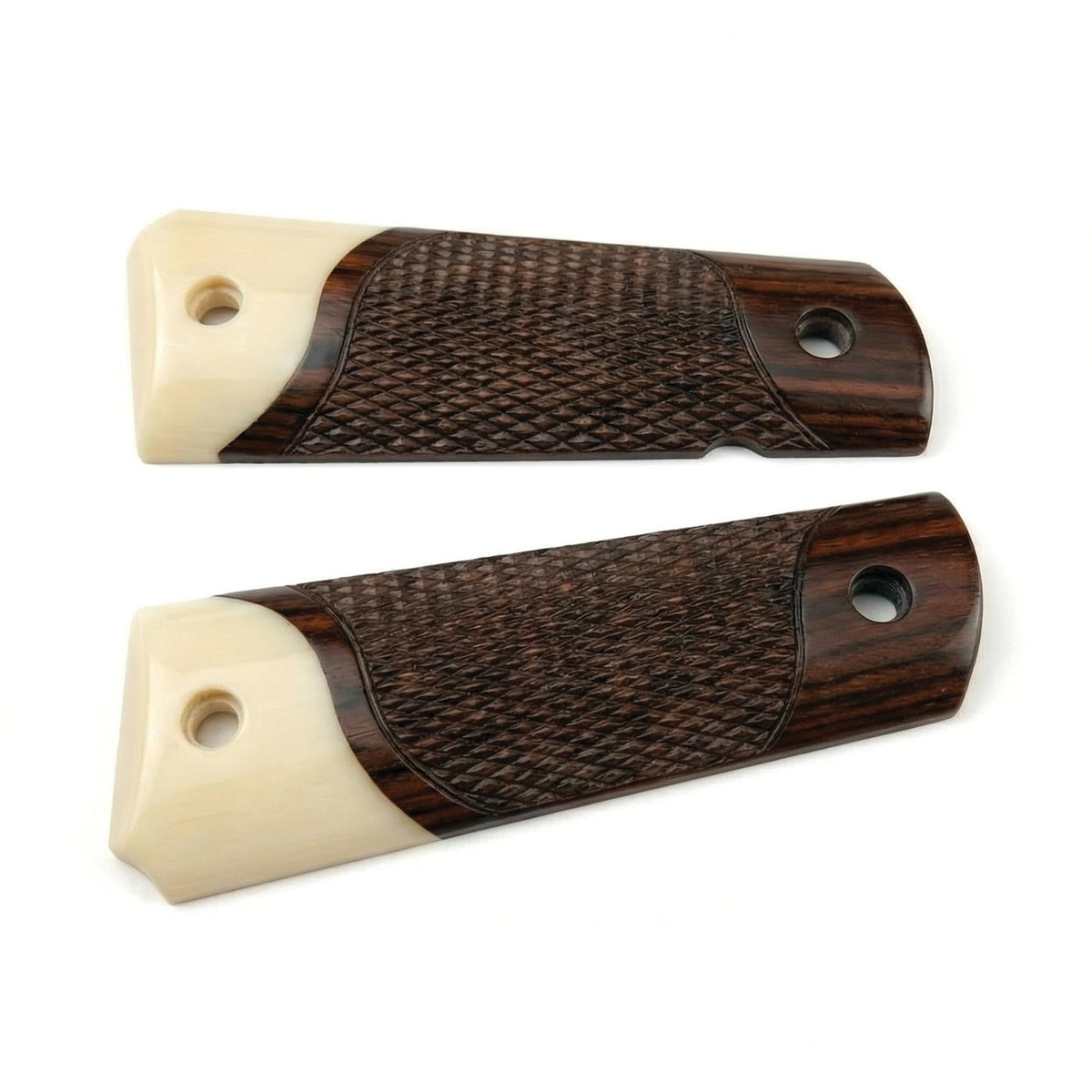 1911 Full Size Rosewood Faux Ivory Grip Panels with Gold Screws for Pistols