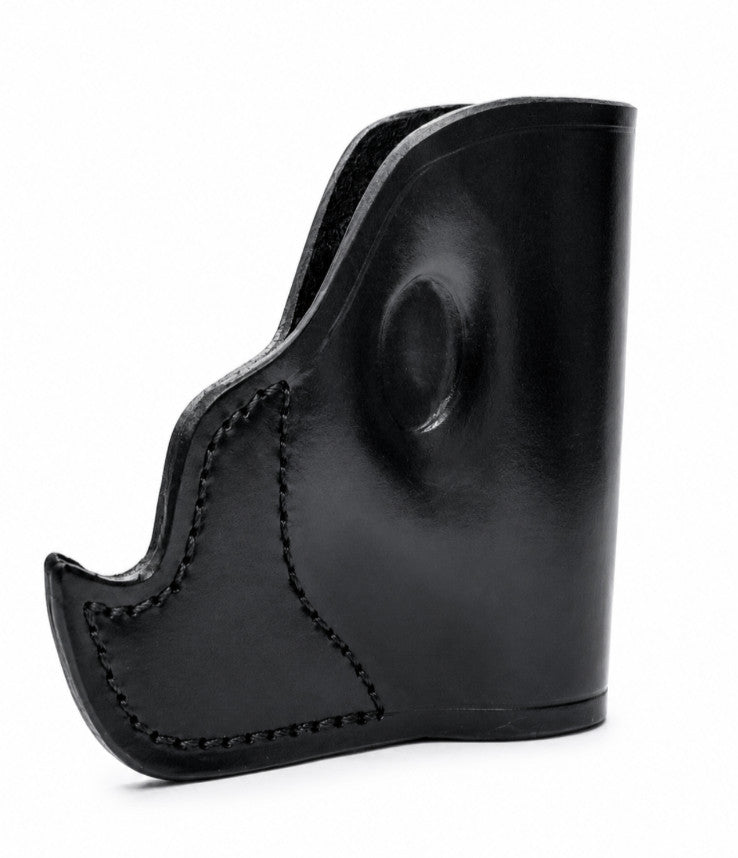 Leather Pistol Holster for Concealed Carry - Hand Tooled, Black or Tan