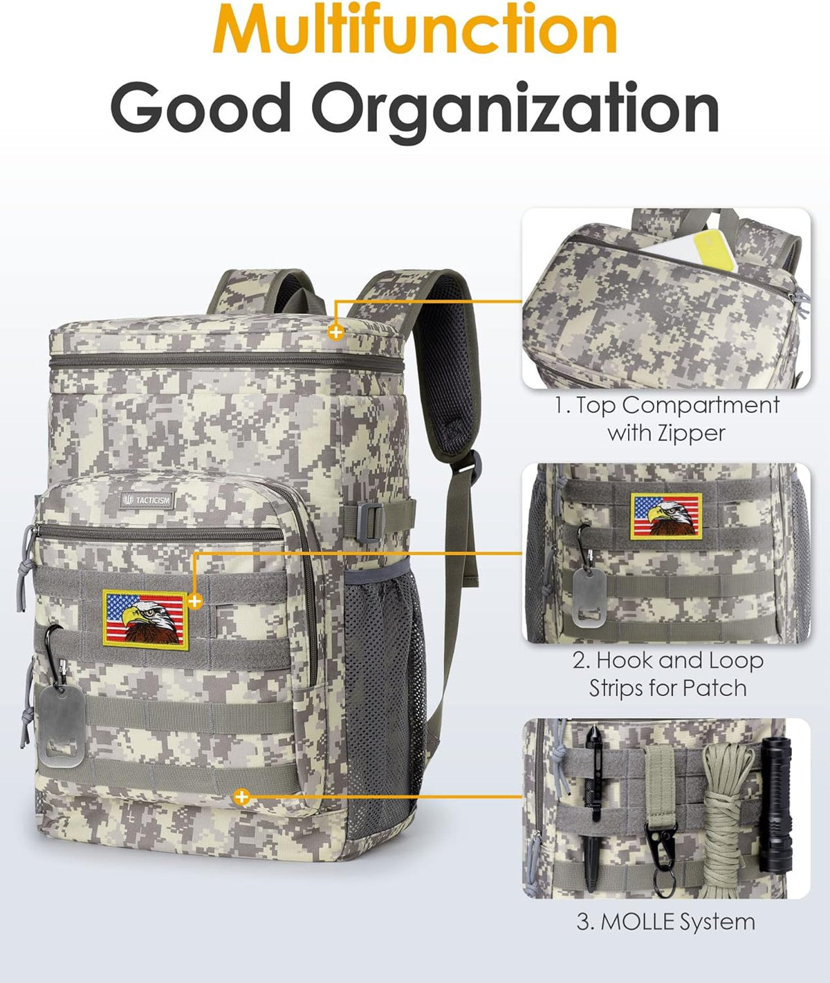 Heavy Duty Insulated Cooler Backpack 24L Leakproof Lunch Bag for Camping Hiking