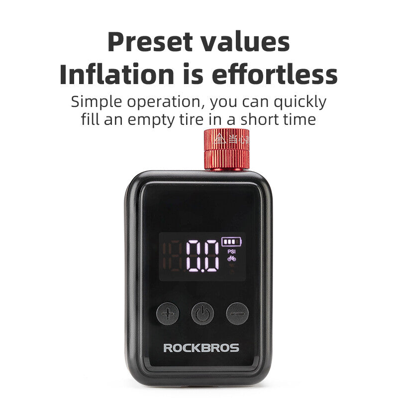 Electric Mini Bike Pump with LED Display - Portable Tire Inflator for Motorcycle and Bicycle
