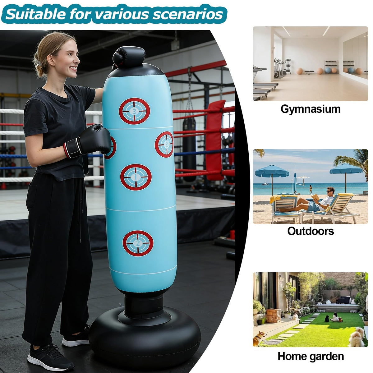 Inflatable Freestanding Punching Bag for Kids & Adults Heavy Duty Boxing Equipment