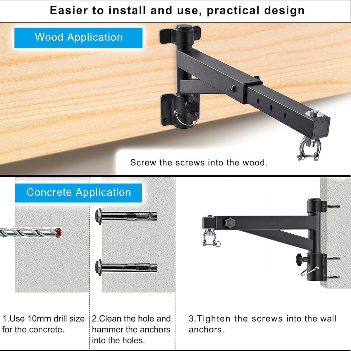 Heavy Duty Wall Mount Punching Bag Bracket with Adjustable & Rotatable Design for Home Gym