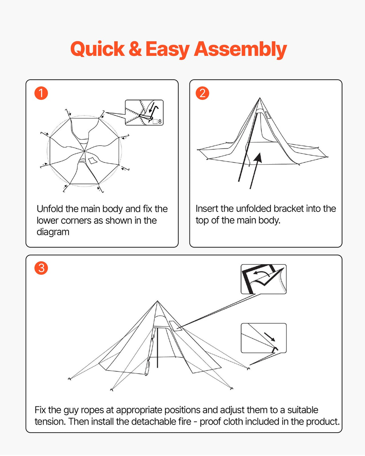 4 Person Camping Tipi Tent with Stove Jack - Lightweight Waterproof Shelter