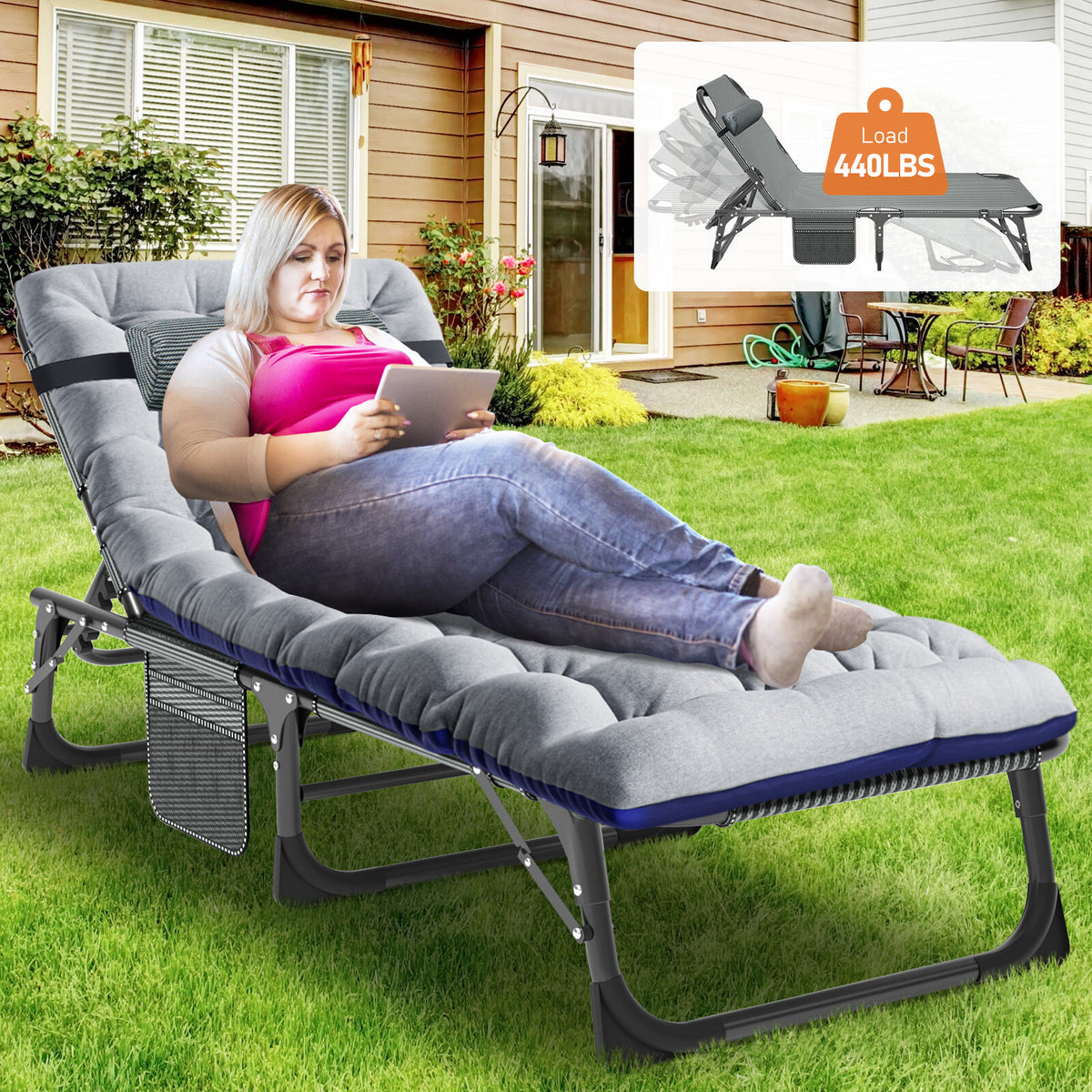 Heavy Duty Folding Camping Cot with Mattress - Portable Adult Sleep Bed