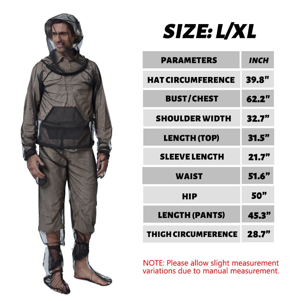 Unisex Mosquito Net Suit with Hood for Outdoor Camping Hiking Protection