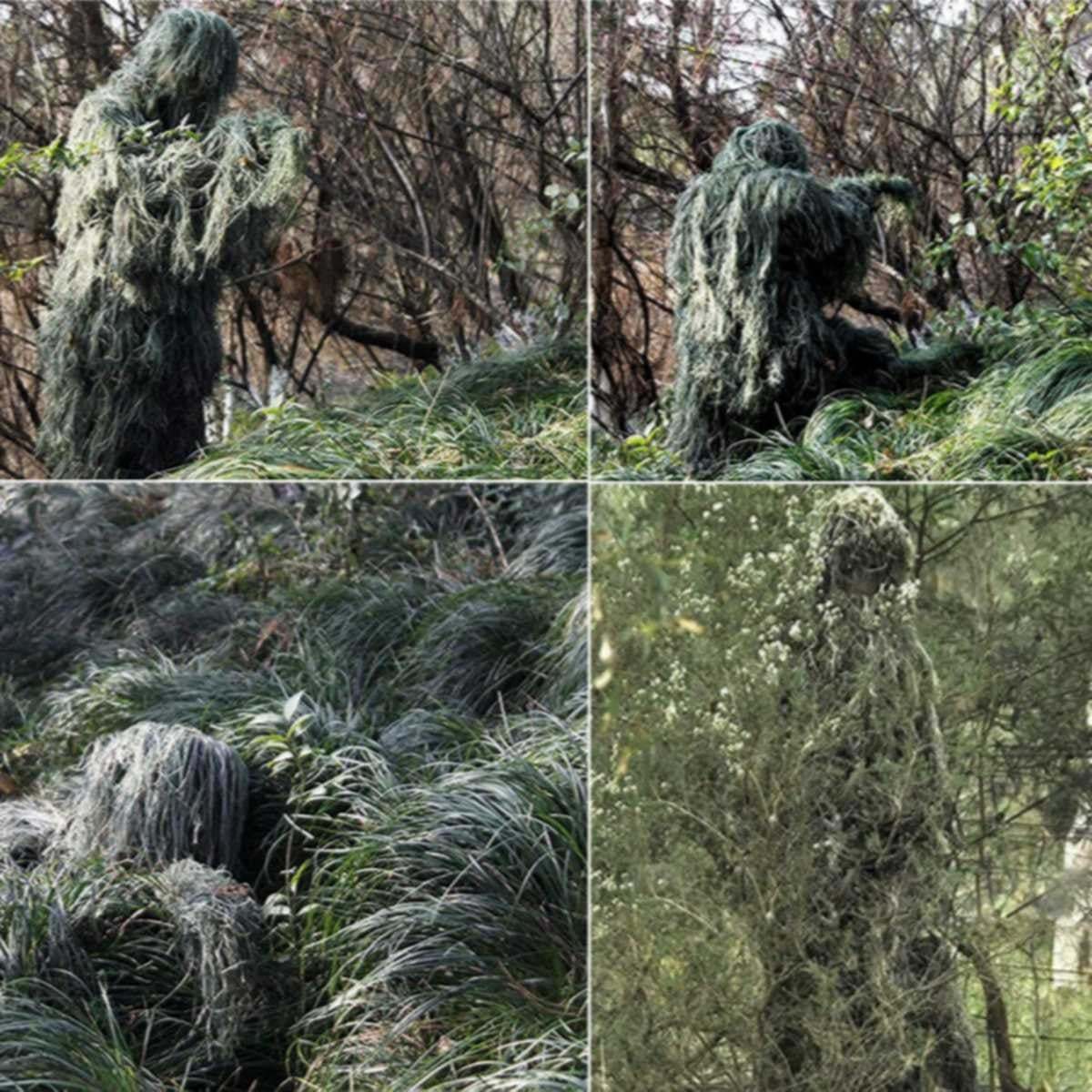 Camouflage Ghillie Suit for Hunting and Birdwatching - Tan 5-in-1