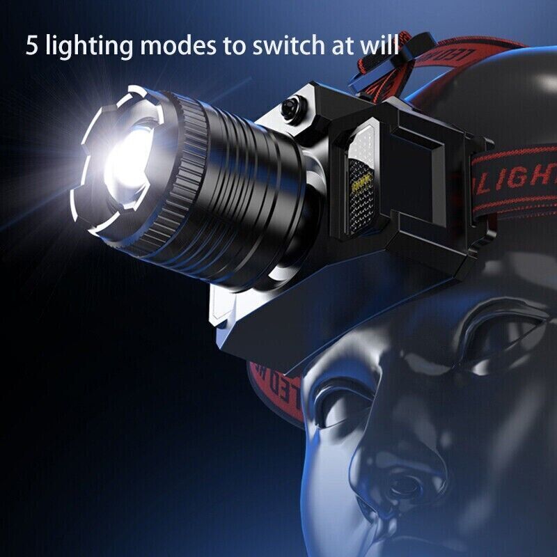High-Power Rechargeable LED Headlamp 99000000LM Waterproof Tactical Head Torch