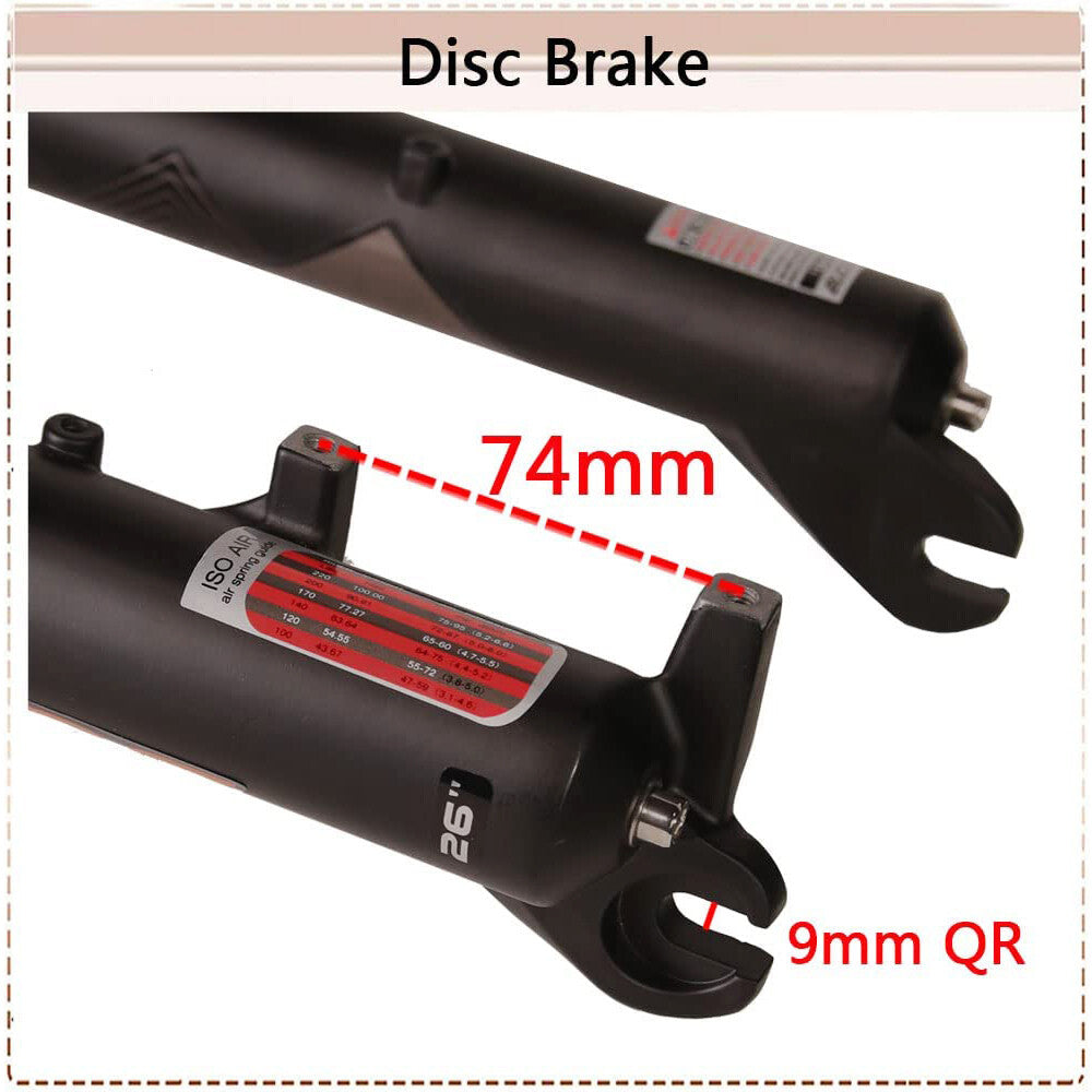 26 Inch Fat Bike Air Suspension Fork 4.0 Tire MTB Snow Beach Bicycle Disc Fork