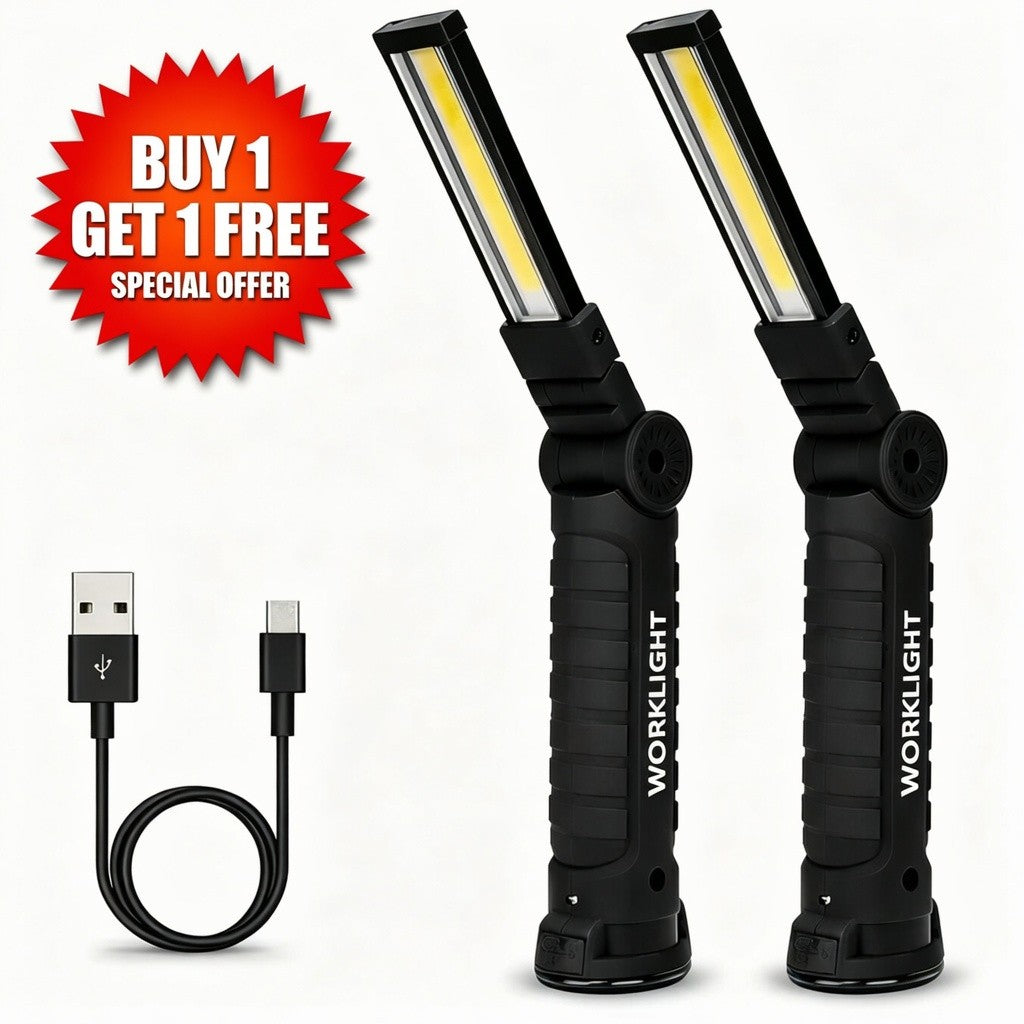 Rechargeable LED Work Light with Magnetic Base, 360° Rotatable, USB-C