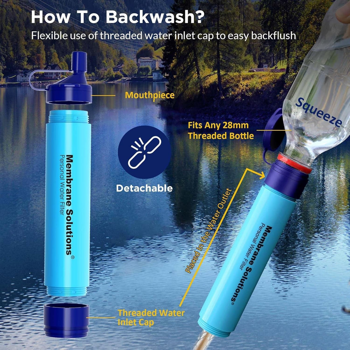 Personal Water Filter Straw 6 Pack for Camping Hiking Survival Purification