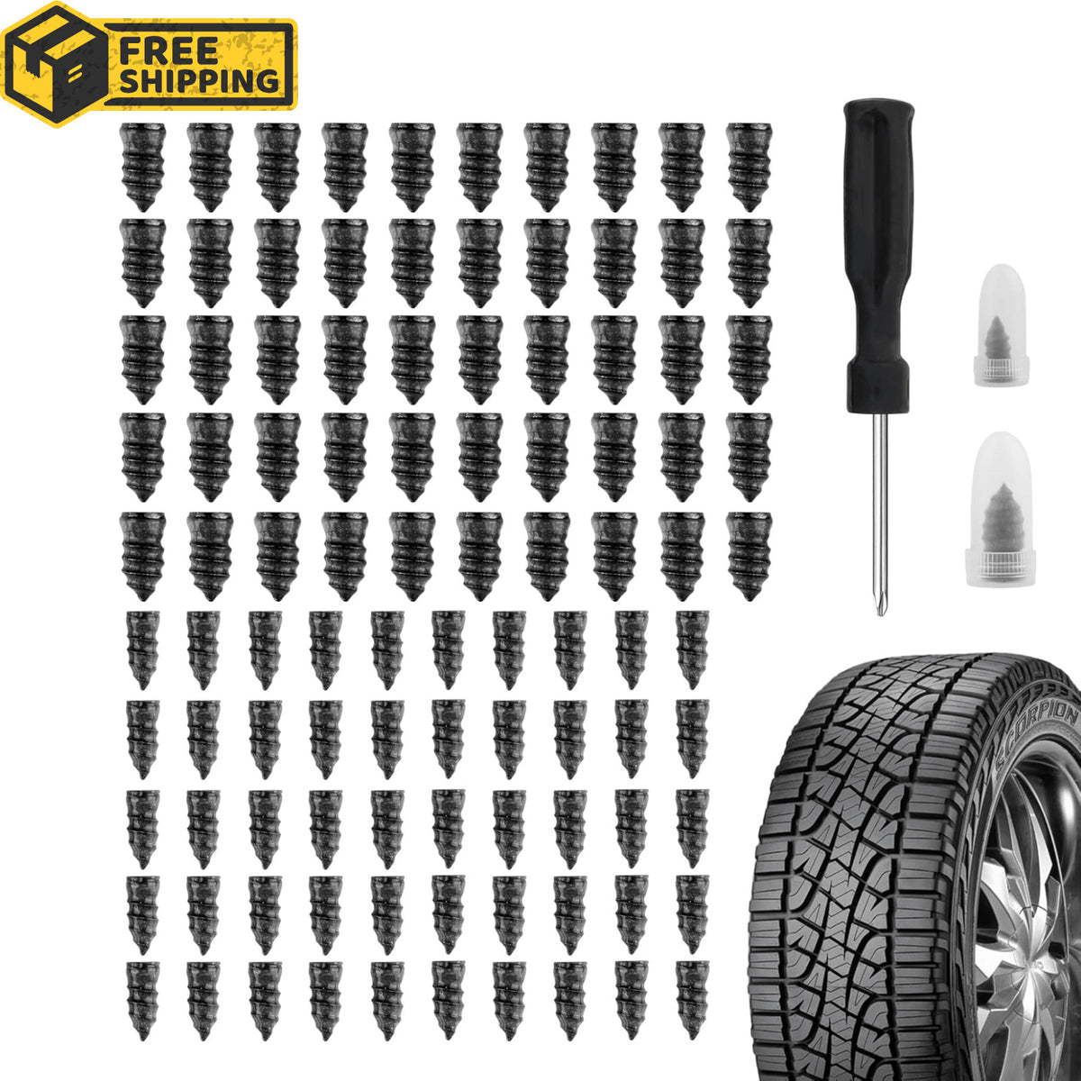 100-Piece Tire Repair Kit for Car Motorcycle Truck Flat Puncture Fix