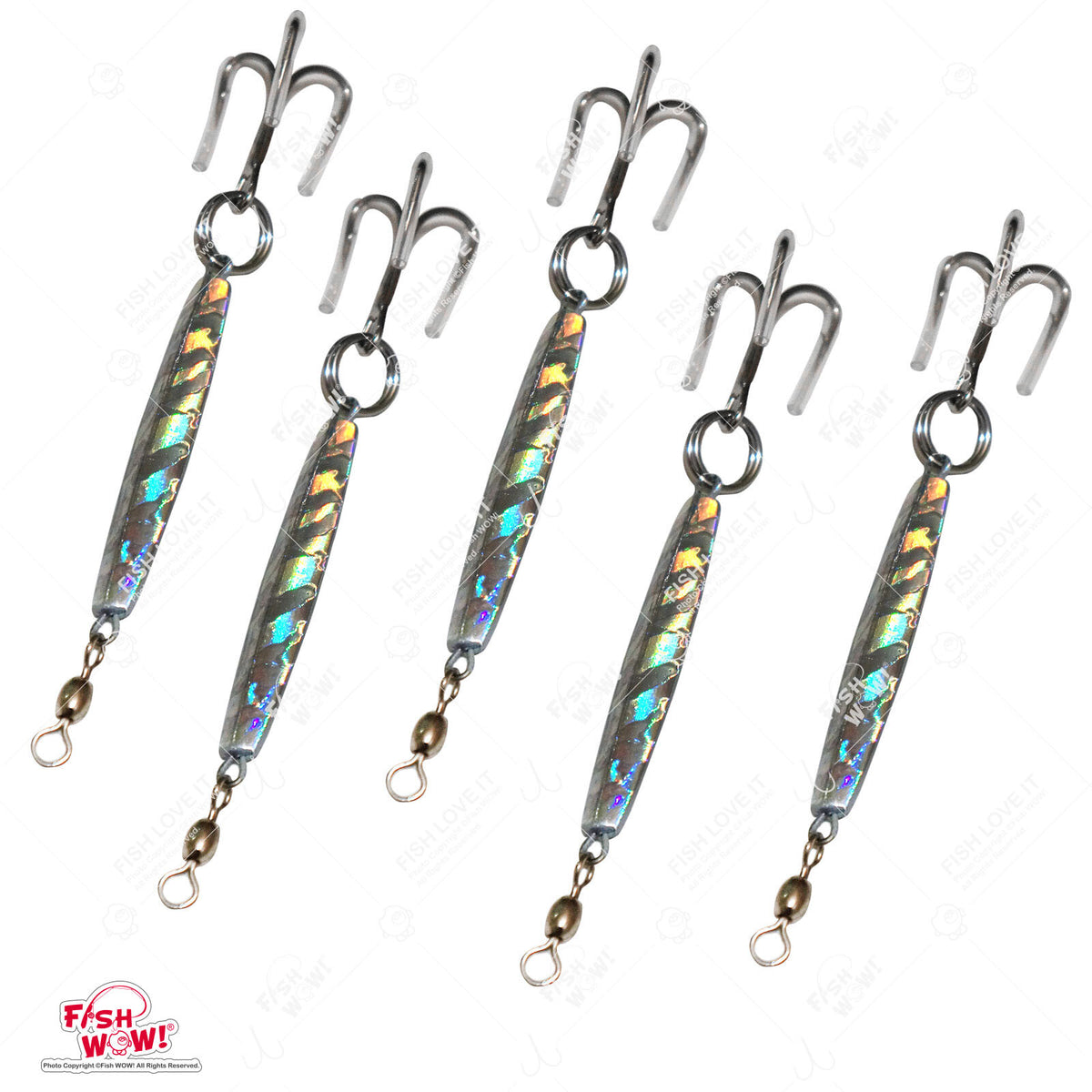 Fishing Diamond Jig with Treble Hook - 5 Pack 1oz Saltwater Lures