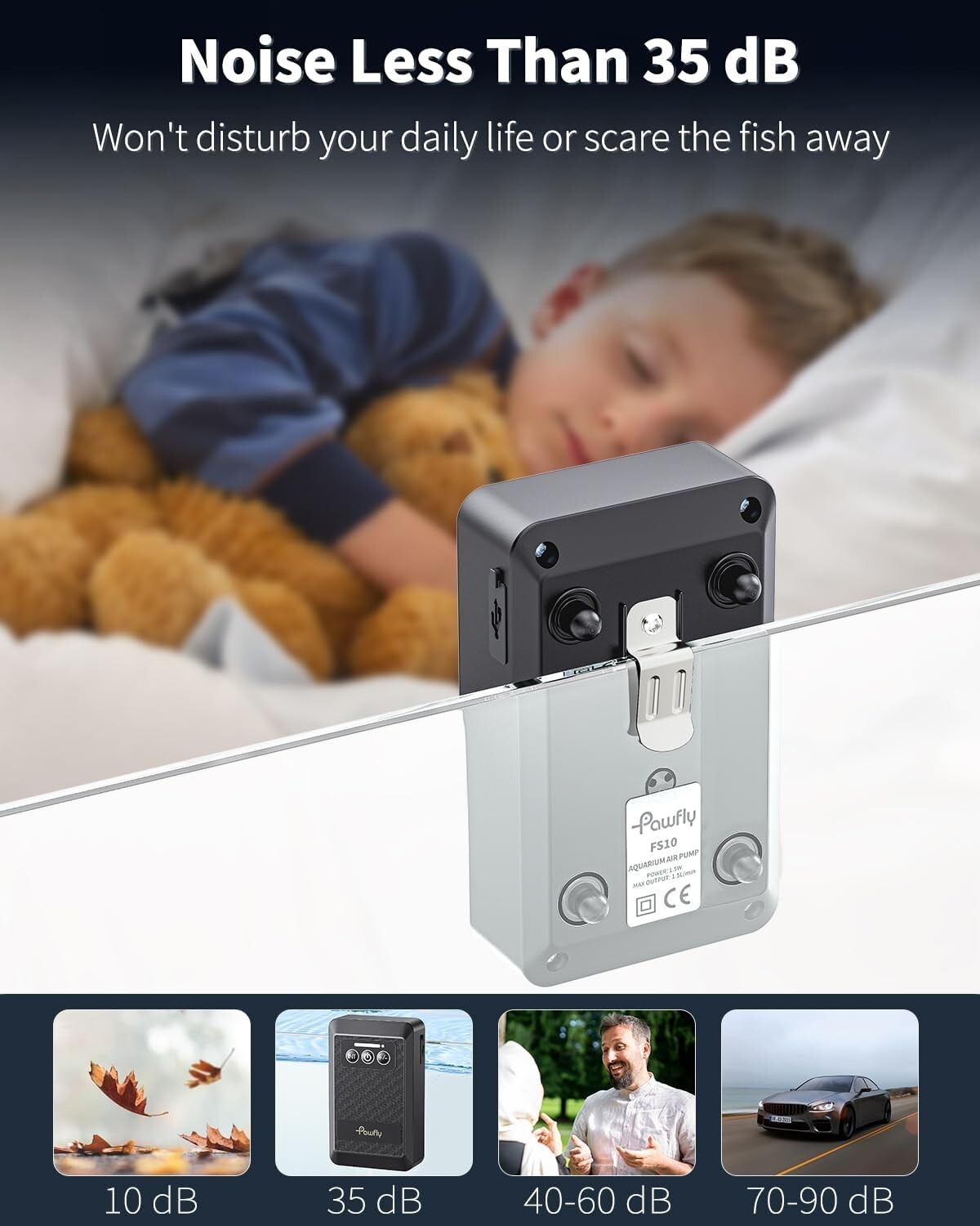 USB Rechargeable Live Bait Air Pump Aerator Ultra Quiet for Fish Tank & Bait Buckets