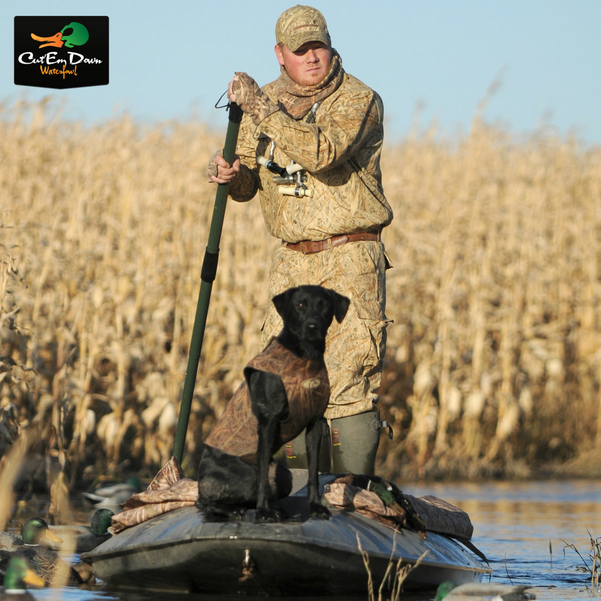 Collapsible Aluminum Boat Push Pole for Duck Hunting & Fishing - 10Ft