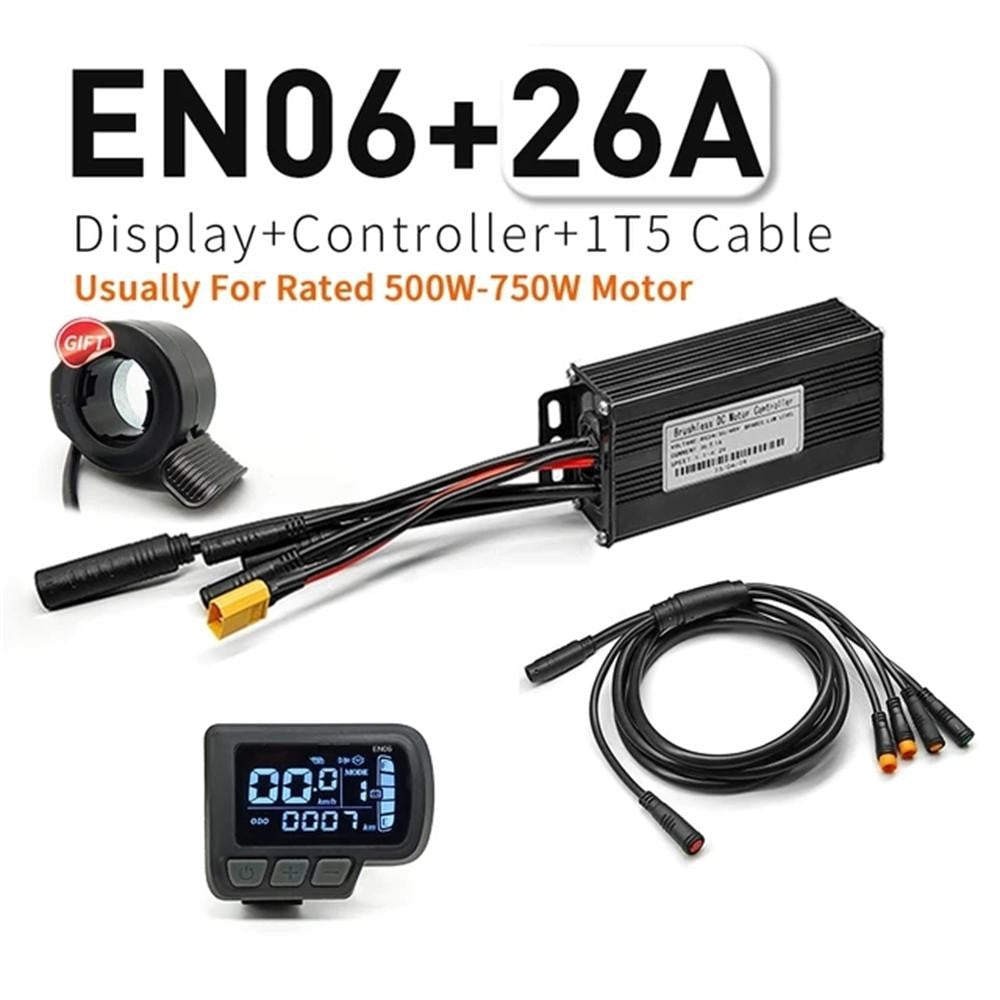 Electric Bike Controller 24V-48V 26A Sine Wave Display & Throttle for 500W-750W Motor