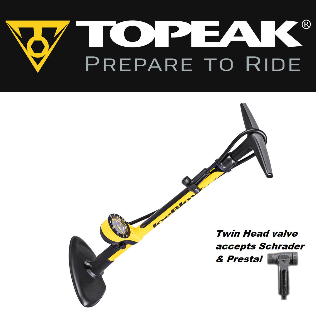 Topeak Joe Blow Sport III Bike Floor Pump with Twin Head Gauge 160 PSI