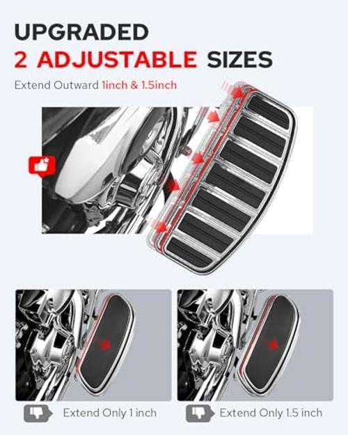 Harley Davidson Driver Floorboard Extensions - 1 & 1.5 Inch Spacer Kit