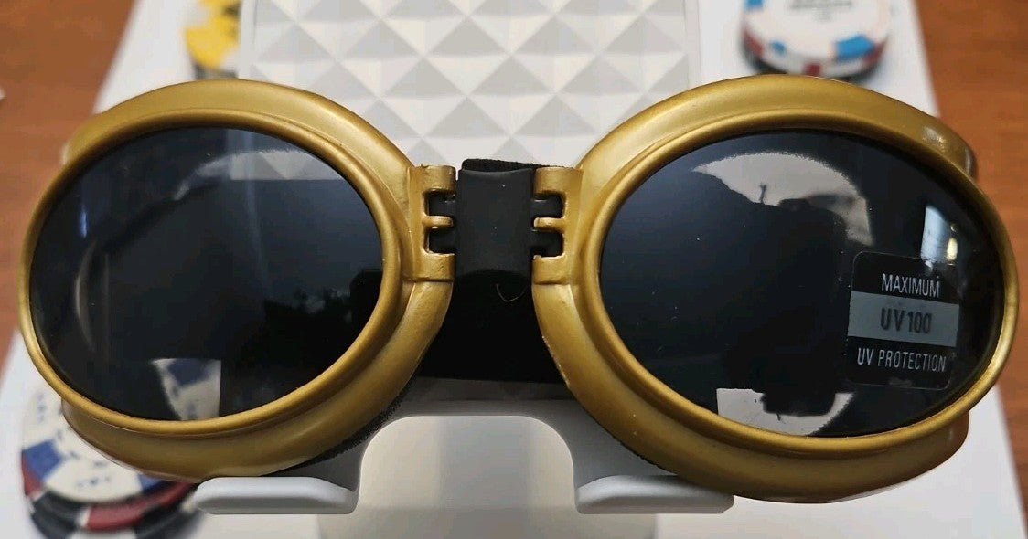 Motorcycle Sunglasses with Black Frames and Green Reflective Lenses