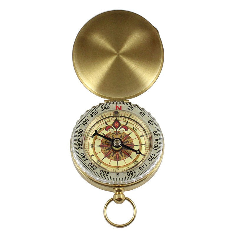 Outdoor Camping Luminous Navigational Compass - Brass Pocket Tool